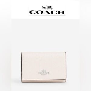 Coach Micro Wallet Refined pebble leather Silver/Chalk #CM238